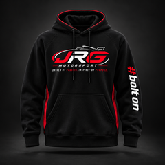 black JRG Motorsport Founders Hoodie design