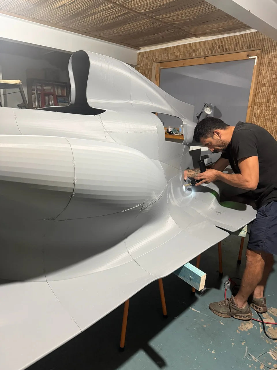 Hands-on work joining the printed side body sections